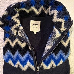 Aerie Blue Chevron Fleece Jacket